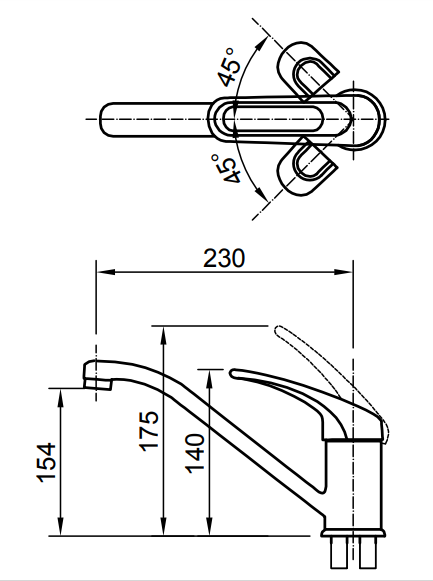 Bản vẽ kỹ thuật vòi bếp nóng lạnh INAX SFV-112S