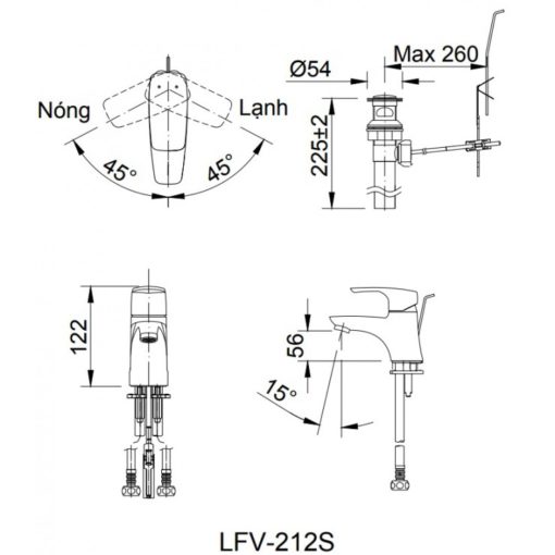 Vòi Chậu Rửa Inax LFV-212S Nóng Lạnh Lavabo Vòi Lavabo