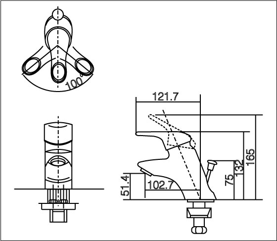 Bản vẽ kỹ thuật vòi nóng lạnh inax LFV-102S