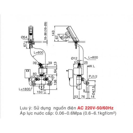 Vòi Cảm Ứng Inax AMV-90K(220V) Nóng Lạnh Dùng Điện Vòi Rửa Cảm Ứng